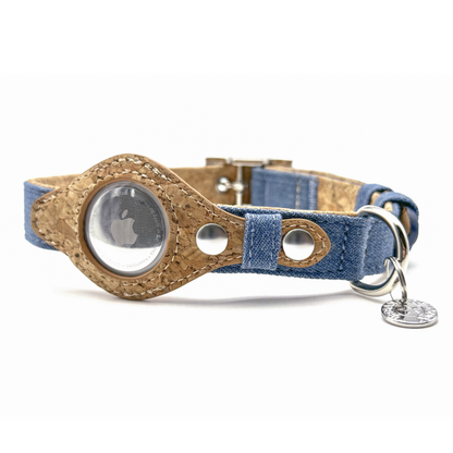Airtag Collar - Denim & Cork
