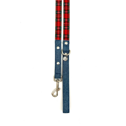 Swag Leash - Denim & Red Plaid