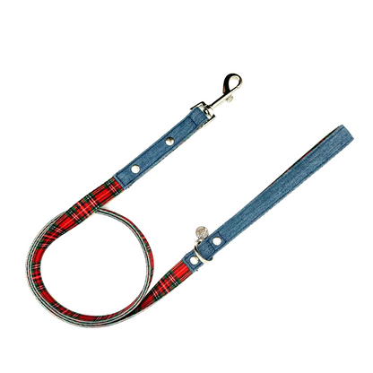 Swag Leash - Denim & Red Plaid