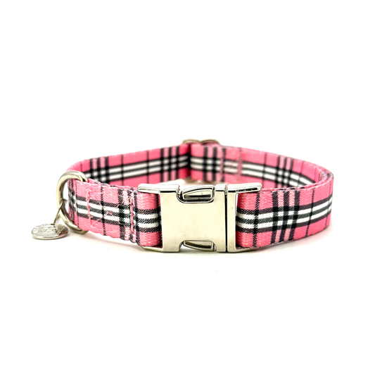 Adjustable Collar - Pink Plaid