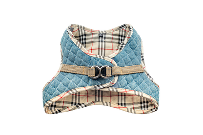 Step-In Denim Harness - Beige Plaid