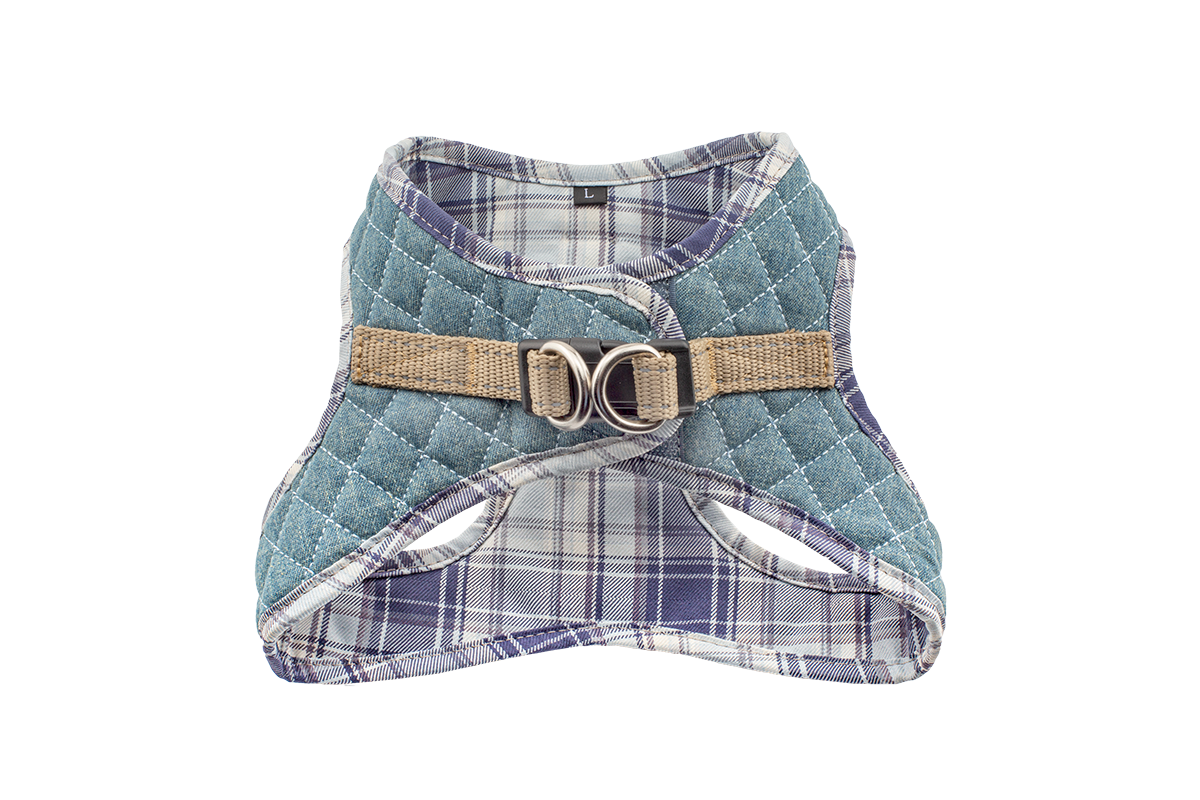 Step-In Denim Harness - Blue Plaid