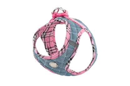 Step-In Denim Harness - Pink Plaid