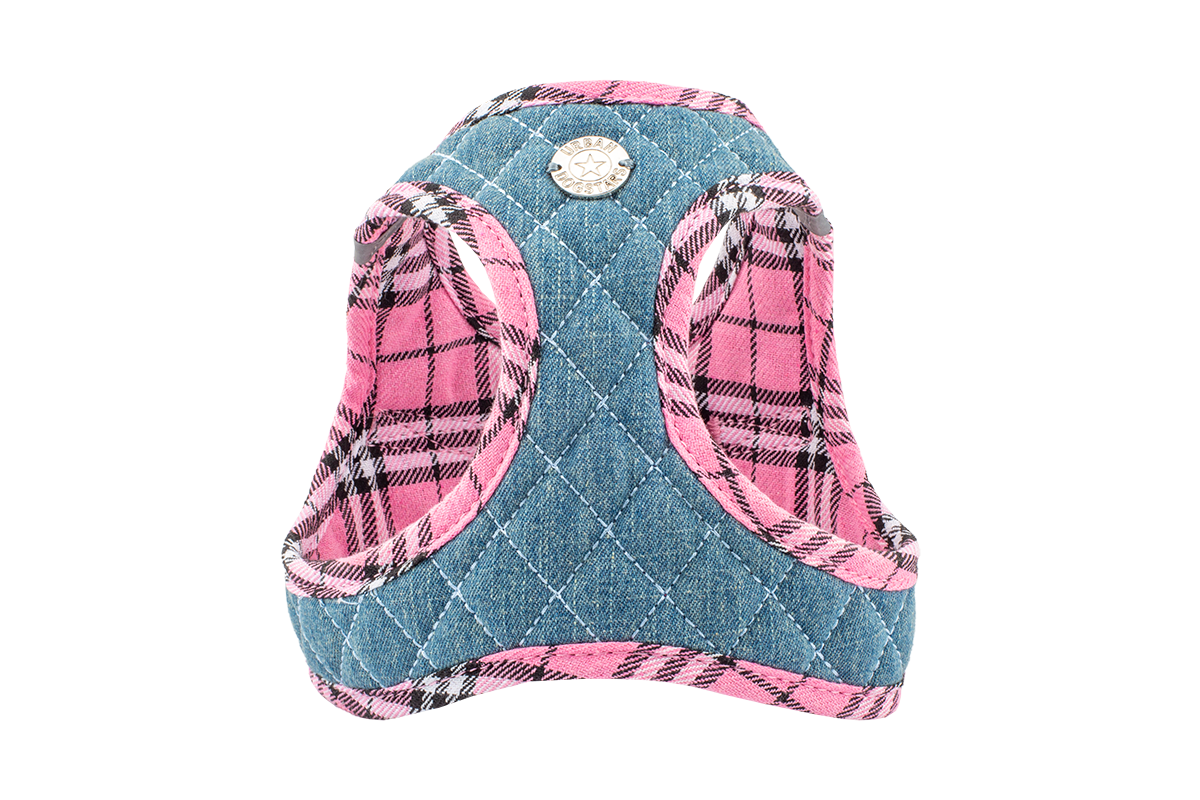 Step-In Denim Harness - Pink Plaid